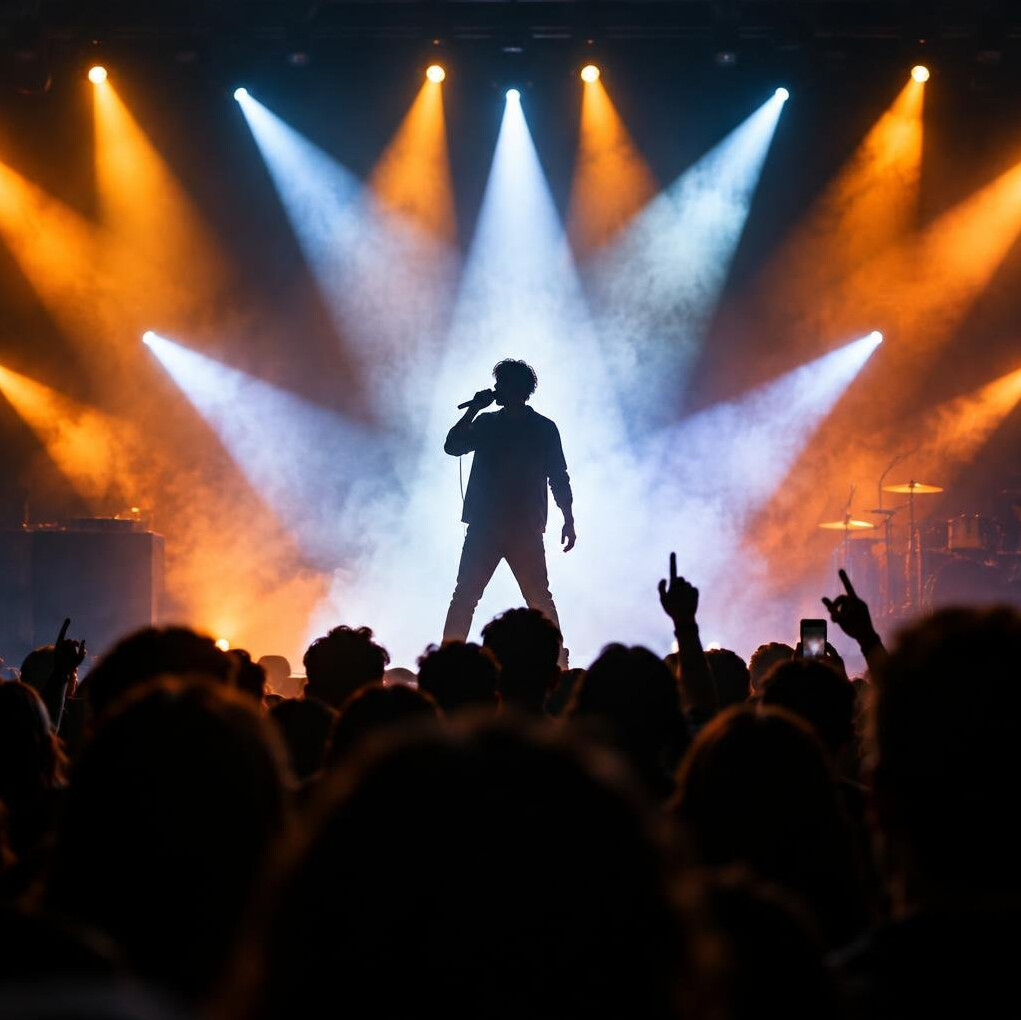Stage at a live event with spotlights